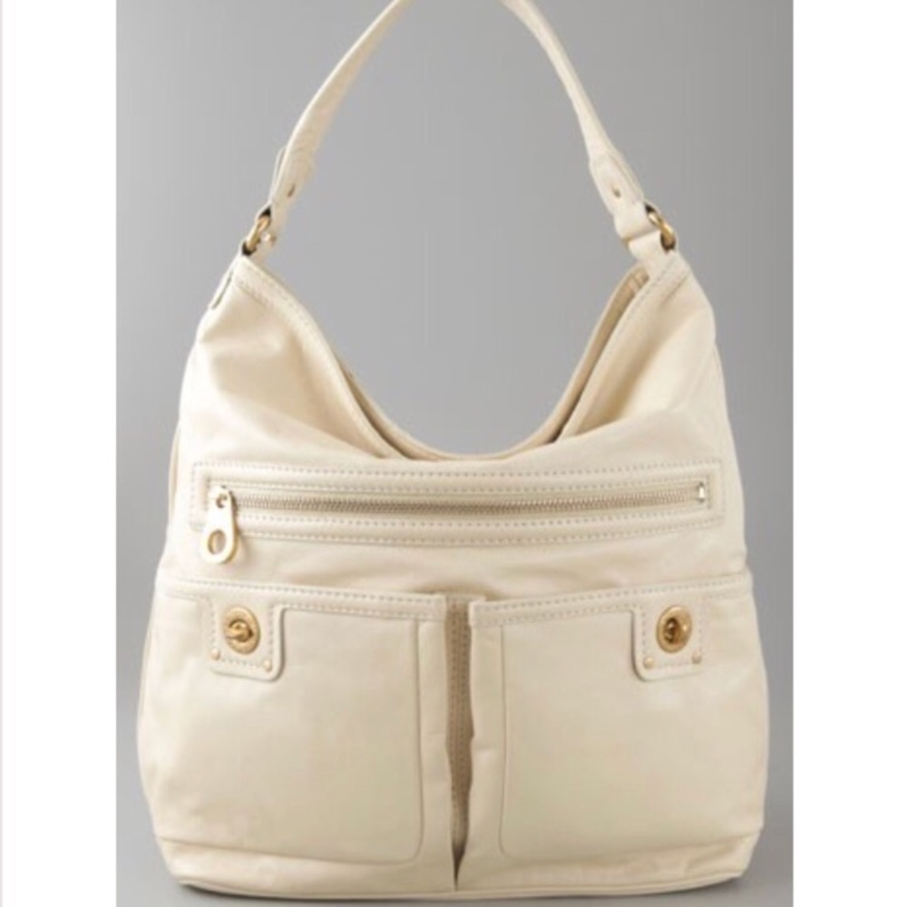 Marc by Marc Jacobs cream & gold leather hobo bag